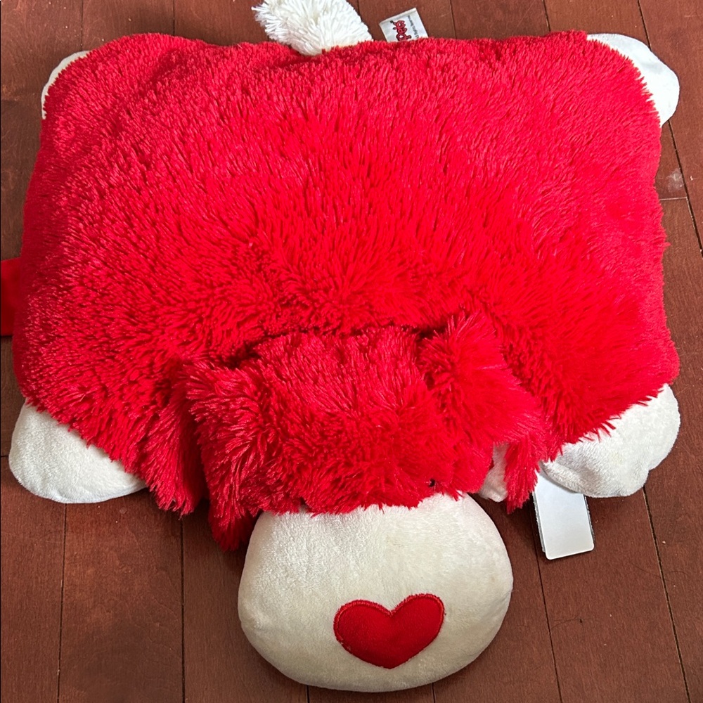 Pillow Pets Original Love Puppy VTG 2010 16-18inch Red w/Hearts Valentine Rare